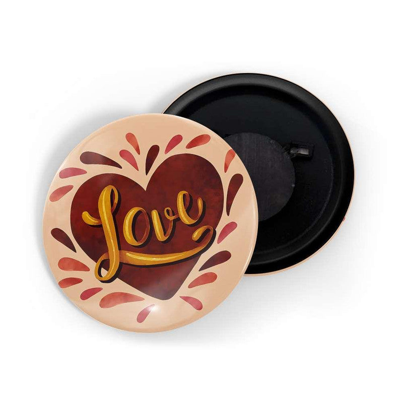 dhcrafts Orange color Round Fridge Magnet Love D2 Glossy Finish Design Pack of 1 (58 mm)